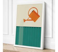 Watering Can in Green Canvas Wall Art Print 18x12 Inch (46 x 30 cm)