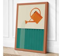 Watering Can in Green Canvas Wall Art Print 18x12 Inch (46 x 30 cm)