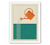 Watering Can in Green Minimalist Framed Wall Art Print A1 (84.1×59.4cm) White, Wall Decor for Living Room, Bedroom, Office & Home, Ready to Hang, Art Gift