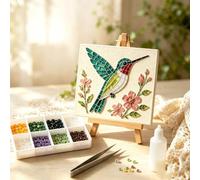 Watering Can Mosaic Art Kit, DIY Floral Hummingbird Mosaic Kits Craft Set, 3D Garden Mosaics Art Kit, DIY Sea Glass Craft Set with Hummingbird Flower Design, Relaxing Hobby for Adults Beginner