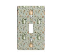 Watering Can Single Light Switch Cover Plate, Garden Natural Flower Butterfly Spring Green Plastic Standard Size Decorative Wall Plates for Home Living Room Bedroom Bathroom Decor (Single)
