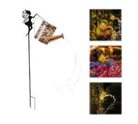 Watering Can Solar Lights Outdoor Garden, Large Retro Metal Lantern, Solar Elf Butterfly Garden Lights Waterproof, Solar Outdoor Decorations Ornaments for Garden Patio Porch Yard