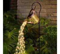 Watering Can Solar Lights Outdoor Garden - LED Solar String Lights Waterproof Metal Watering Can Garden Art Light with Bracket, Solar Powered Hanging Light for Outdoor Patio Yard Lawn Décor Ornaments