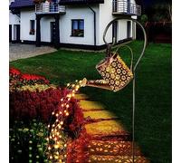 Watering Can Solar Lights Outdoor Garden, Solar Watering Can with Cascading Lights,Hanging Waterproof Garden Light Metal with Bracket Light Decoration for Pathway, Patio, Lawn, Fence, Yard