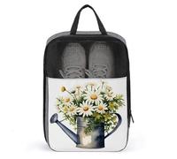 Watering Can with Daisy Bouquet Watercolor Shoe Bag for Travel Daily Use Anti-dust Storage Carrier Golf Shoe Pouch