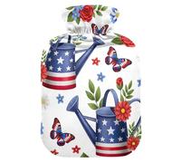 Watering Cans Butterflies White Hot Water Bottle with Velvet Cover Hot Water Bag for Neck, Shoulder and Menstrual Cramps Small