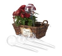 Relaxdays Watering Globes, Set of 4, Regulated Irrigation, 2 Weeks, Pot Plants, Plastic Sphere, Bulb, Transparent, ø: 8 cm