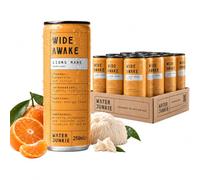 WaterJunkie WIDE AWAKE Lions Mane Mushroom Drink, Tangerine Citrus 12x250ml | Sparkling functional nootropic drink with Lions Mane, ashwagandha, ginseng & B5/B6; low sugar healthy energy drink for adults