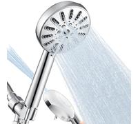 WATERLACE High Pressure Shower Head with Handheld Shower, 8 Functions, 4.7 Inch Chrome Shower Head, Anti-Clog Nozzle, Built-in Pause Mode and Power Washing Sprayer, 150cm Stainless Steel Hose and