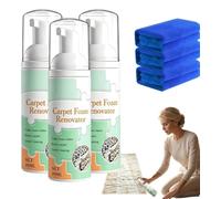 Waterless Carpet Foam Stain Remover With Towel,Stain Waterless Carpet Foam Cleaner,Mattress Cleaner Stain Remover,Instant Furniture Stains Removers For Sofa,Carpet,Curtains&Cushions,Rinse-Free，3PC