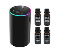 Waterless Diffuser with 4 x 20mL Hotel Fragrance Oil,Aluminum Alloy | 7-color ambient light, battery powered Nebulizer, portable, suitable for cars, homes, offices, and rooms.
