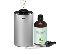 Waterless Essential Oil Diffuser Aromatherapy Scent Diffusers for Home Large Room, Bedroom, Car, Office, Desk, Battery Operated Mini Portable Air Freshener, Included 120ml Essential Oil, Silver