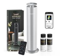 Waterless Essential Oil Diffuser for Large Room up to 1000 Sq Ft - Smart Hotel Scent Diffuser for Home with App, Remote & Timer, Whisper-Quiet Aluminum, Includes 2 x 120ml Oils