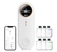 Waterless Essential Oil Diffuser with Bluetooth & App Control, Aromatherapy Diffuser with 6 Essential Oils, Room Temperature Display, Automatic Air Freshener for Home, Bathroom, Toilet & Pet Areas