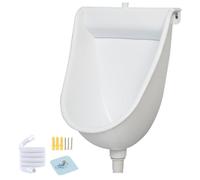 Waterless Male Urinal | Splash-Proof Plastic, Wall-Mounted with 59" Hose | Anti-Clogging Design for Garden Shed | Compact 12.6 x 9.5 x 18.5 inches