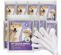 Waterless Pet Glove Wipes for Dog Washing Cat Bathing Deodorizing, 24x25cm Large Dog Wipes for Paws and Butt, Hair Removal Deshedding Glove, Resealable Sealing Pack Locks Moisture (10 Packs (70 Pcs))