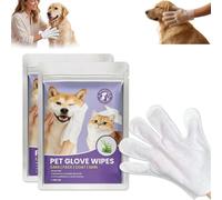 Waterless Pet Glove Wipes for Dog Washing Cat Bathing Deodorizing, 24x25cm Large Dog Wipes for Paws and Butt, Hair Removal Deshedding Glove, Resealable Sealing Pack Locks Moisture (2 Packs (14 Pcs))