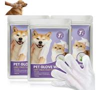 Waterless Pet Glove Wipes for Dog Washing Cat Bathing Deodorizing, 24x25cm Large Dog Wipes for Paws and Butt, Hair Removal Deshedding Glove, Resealable Sealing Pack Locks Moisture (3 Packs (21 Pcs))