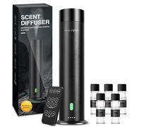 Waterless Scent Diffuser Starter Kit - 1000 Sq Ft Coverage, Hotel Scent Diffuser, Essential Oil Diffuser Large Room, Included 5 Scent Oils, Remote Control, Black, 11.30In
