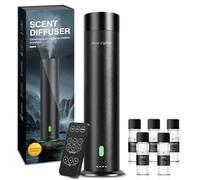 Waterless Scent Diffuser Starter Kit - 800 Sq Ft Coverage, Hotel Scent Diffuser, Essential Oil Diffuser Large Room, Included 5 Scent Oils, Remote Control, Black, 11.20In