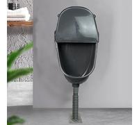 Waterless Urinals for Men With Lid, Wall Mounted Plastic Urinal with Manual Flush Valve and Pipes for Garage, Shed, Backyard(Black)