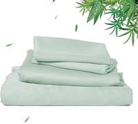 Waterlily 100% Bamboo Lyocell Bedding Set 4 Pcs Duvet Cover Flat Sheet Pillowcases Double King Organic Natural Soft Vegan Silk Luxury Bed Linen (Sage Green, Double)