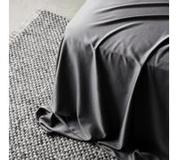 Waterlily 100% Bamboo Lyocell Flat Sheet Double King Size Bed Sheets Luxury Vegan Silk Soft Natural Organic Cooling Breathable Bedding (Charcoal, King)