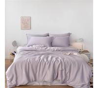 Waterlily 100% Eucalyptus Tencel Lyocell Bedding Set 4 pcs Duvet Cover Flat Sheet Pillowcases Double King Size Vegan Silk Organic Natural Softer than Bamboo Luxury Bed Linen (Lilac Grey, King)