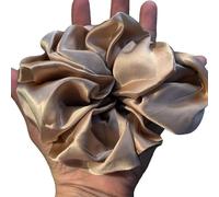 Waterlily 100% Mulberry Silk Oversized Scrunchie 19momme Charmeuse Giant Big Large Hair Ties Scrunchies for Women Soft Natural Headbands (Coffee)