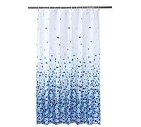 Waterline Vibrant Mosaic Blue On A White Background Polyester Shower Curtain Including 12 White Shower Curtain Rings