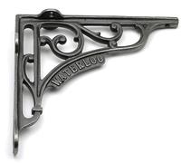 Waterloo 5x5 Inch Cast Iron Shelf Brackets, Antique Iron Vintage Decorative Wall Mounted Support Corner Brace with Screws, Pair of 2