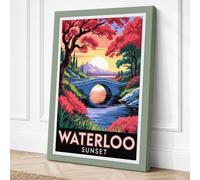 Waterloo at Sunset Vintage Canvas Wall Art Print 18x12 Inch | Ready to Hang, Gallery Wrapped, Fade-Resistant Inks, Securely Packaged, UK Made