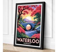 Waterloo at Sunset Vintage Canvas Wall Art Print 18x12 Inch | Ready to Hang, Gallery Wrapped, Fade-Resistant Inks, Securely Packaged, UK Made