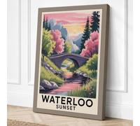 Waterloo at Sunset Vintage Canvas Wall Art Print 18x12 Inch | Ready to Hang, Gallery Wrapped, Fade-Resistant Inks, Securely Packaged, UK Made