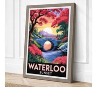Waterloo at Sunset Vintage Canvas Wall Art Print 18x12 Inch | Ready to Hang, Gallery Wrapped, Fade-Resistant Inks, Securely Packaged, UK Made
