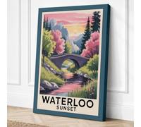 Waterloo at Sunset Vintage Canvas Wall Art Print 24x16 Inch | Ready to Hang, Gallery Wrapped, Fade-Resistant Inks, Securely Packaged, UK Made