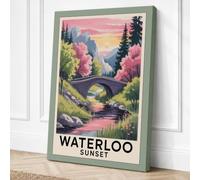 Waterloo at Sunset Vintage Canvas Wall Art Print 24x16 Inch | Ready to Hang, Gallery Wrapped, Fade-Resistant Inks, Securely Packaged, UK Made
