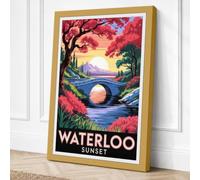 Waterloo at Sunset Vintage Canvas Wall Art Print 30x20 Inch | Ready to Hang, Gallery Wrapped, Fade-Resistant Inks, Securely Packaged, UK Made