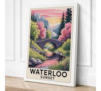 Waterloo at Sunset Vintage Canvas Wall Art Print 36x24 Inch | Ready to Hang, Gallery Wrapped, Fade-Resistant Inks, Securely Packaged, UK Made