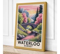 Waterloo at Sunset Vintage Canvas Wall Art Print 36x24 Inch | Ready to Hang, Gallery Wrapped, Fade-Resistant Inks, Securely Packaged, UK Made