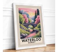 Waterloo at Sunset Vintage Framed Wall Art Print A4 (29.7×21cm) White, Wall Decor for Living Room, Bedroom, Office & Home, Ready to Hang, Art Gift