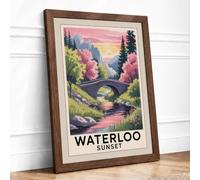 Waterloo at Sunset Vintage Framed Wall Art Print A4 Walnut | Ready to Hang, Premium Gi Paper, Fade-Resistant Inks, Securely Packaged, UK Made