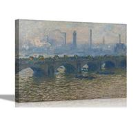 Waterloo Bridge Grey Weather by Claude Monet Canvas Wall Art Prints Pictures Home Living Room Modern Art Portrait Large 86 x 61cm (34 x 24 inches)