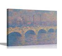 Waterloo Bridge in London By Claude Monet Canvas Pictures Framed Prints Wall Art Home Office Work Framed Hanging Artwork Large 101 x 76cm (40 x 30 inches)