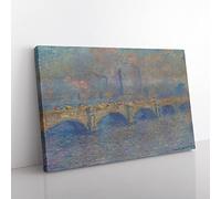 Waterloo Bridge In London By Claude Monet Canvas Wall Art Print 24x16 Inch