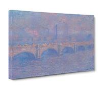Waterloo Bridge In London By Claude Monet Canvas Wall Art Print 30x20 Inch