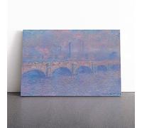 Waterloo Bridge In London Vol.1 By Claude Monet | Canvas Wall Art Print | Framed & Ready to Hang Picture | Modern Home Decor for Living Room, Bedroom, Kitchen or Office | 30x20 Inches