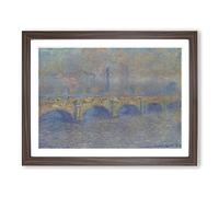 Waterloo Bridge In London Vol.1 By Claude Monet Classic Painting Framed Print | A2 Walnut Framed Wall Art | Ready to Hang | Classic Cityscape Picture | Living Room Bedroom Lounge Office
