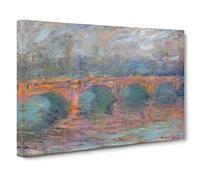 Waterloo Bridge In London Vol.2 By Claude Monet Canvas Print | Gallery Wrapped 30mm Frame Wall Art | 24x16 inches | Ready to Hang | Impressionist Cityscape Picture | Living Room Bedroom Lounge Office