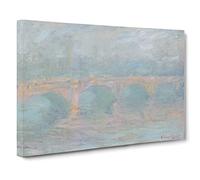 Waterloo Bridge In London Vol.2 By Claude Monet Canvas Print | Gallery Wrapped 30mm Frame Wall Art | 30x20 inches | Ready to Hang | Impressionist Cityscape Picture | Living Room Bedroom Lounge Office